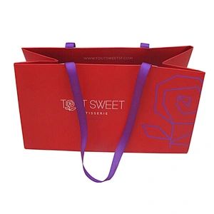 Wholesale Custom Luxury Matte Red Gift Shopping Paper Bag With Logo For Clothing Custom Packaging Bag